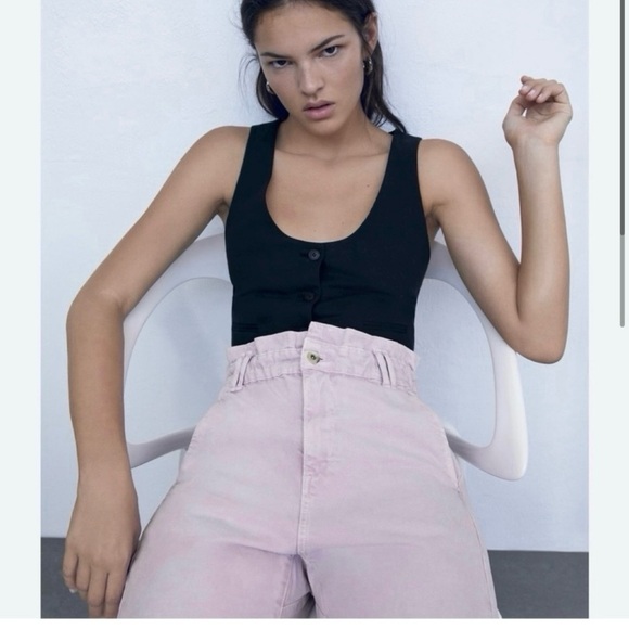 Zara Paperbag High Waisted Baggy Jeans Size 2 - Picture 3 of 13